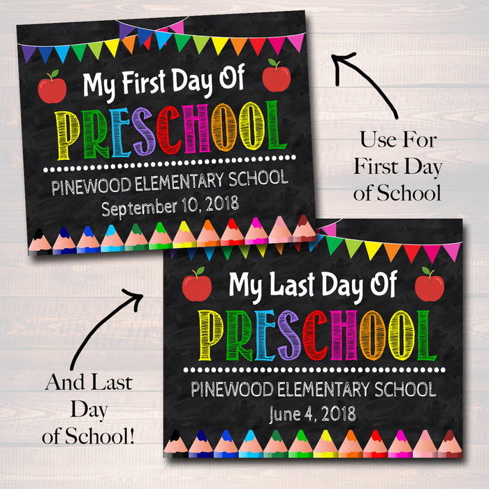 EDITABLE Template Back To School Set, First Day Last Day School Photo Props, Any Grade Chalkboard, Preschool, Kindergarten, INSTANT DOWNLOAD