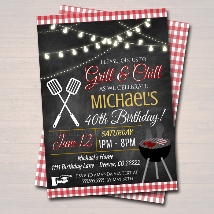 Backyard Party Invitation, BBQ Cookout Invitation, Flag Cookout Invite,  Picnic Invitation With Envelopes, Printed Invitation 