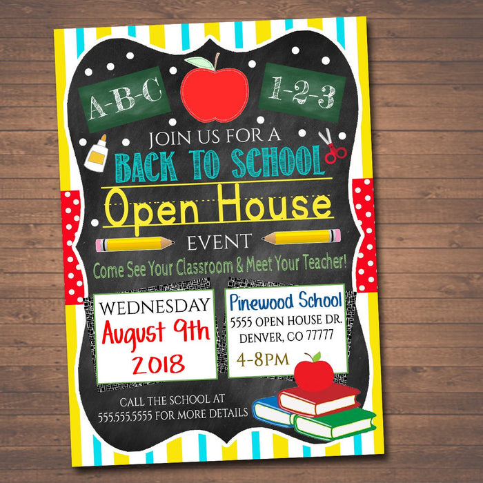 School Open House Event Flyer & Invite - Printable Template