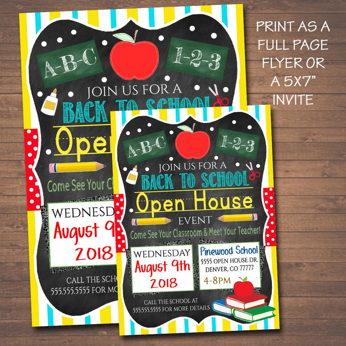 School Open House Event Flyer & Invite - Printable Template