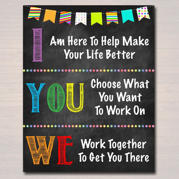 Counseling Office Poster, Therapist Decor, I We You Work Together, Social Worker Sign, Counselor Gift Confidentiality We Can do Hard Things