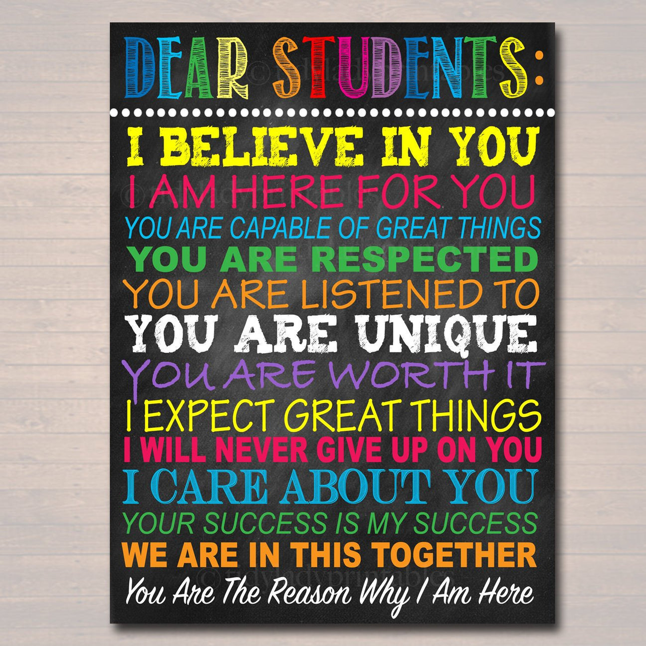 Dear Students Classroom Teacher Poster | TidyLady Printables