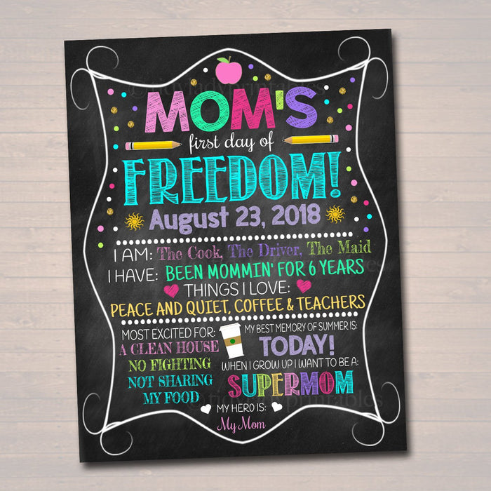 Mom's Day Out Back to School Photo Prop, First/Last Day of School Chalkboard Sign, Funny Sign, 1st Day of School Printable, INSTANT DOWNLOAD