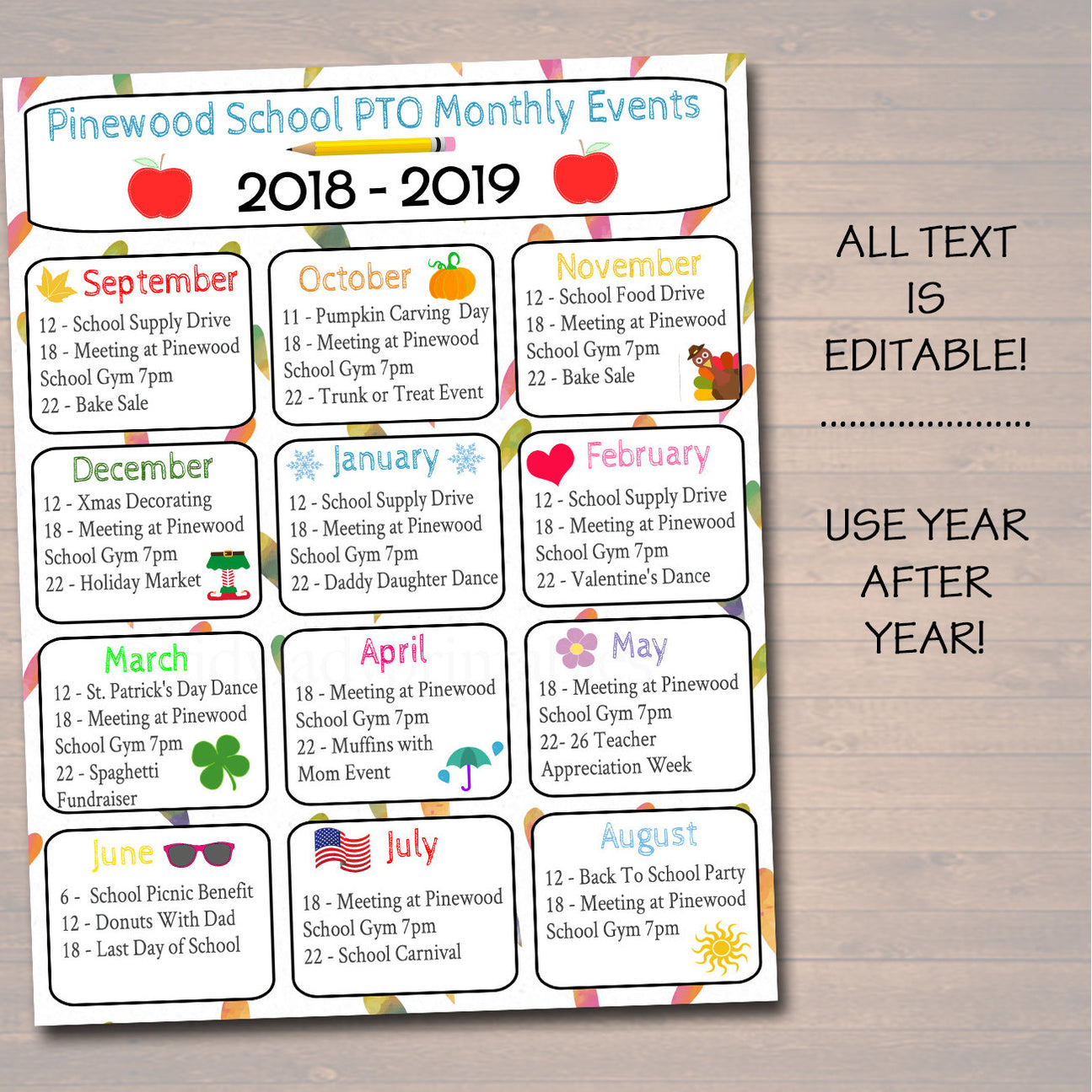 Monthly PTO PTA Agenda Flyer Printable Handout Template — TidyLady ...