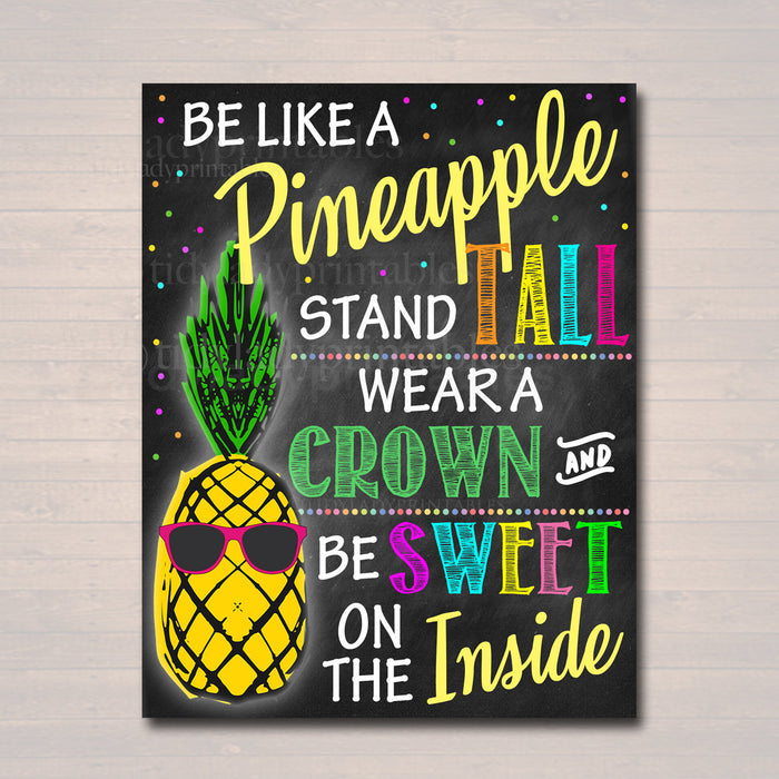 Be Like a Pineapple, School Counselor Poster Teen Tween Bedroom Decor Classroom Poster, Social Worker Office Decor Motivational Class Poster