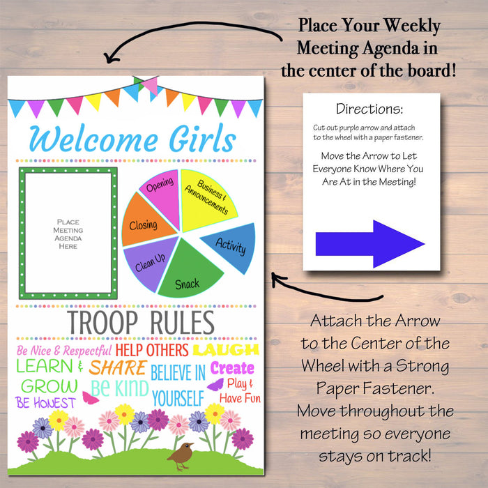 Daisy Kaper Chart & Meeting Display Board INSTANT +  Daisy Troop Leader Forms, Daisy Meetings, Welcome Printable Panels