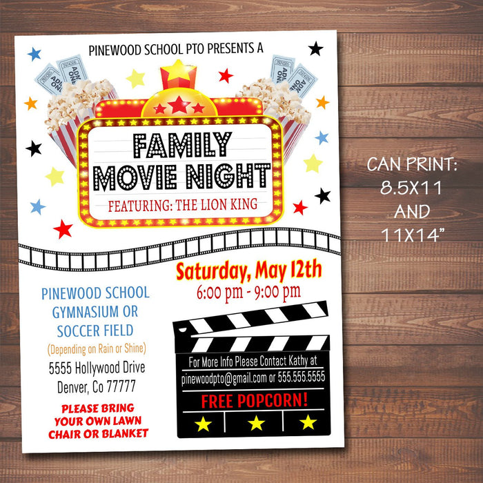 Family Movie Night Event Flyer - Printable Template