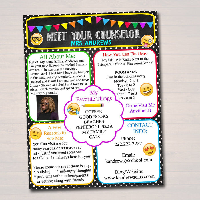 School Counselor Newsletter Communication Printable Template