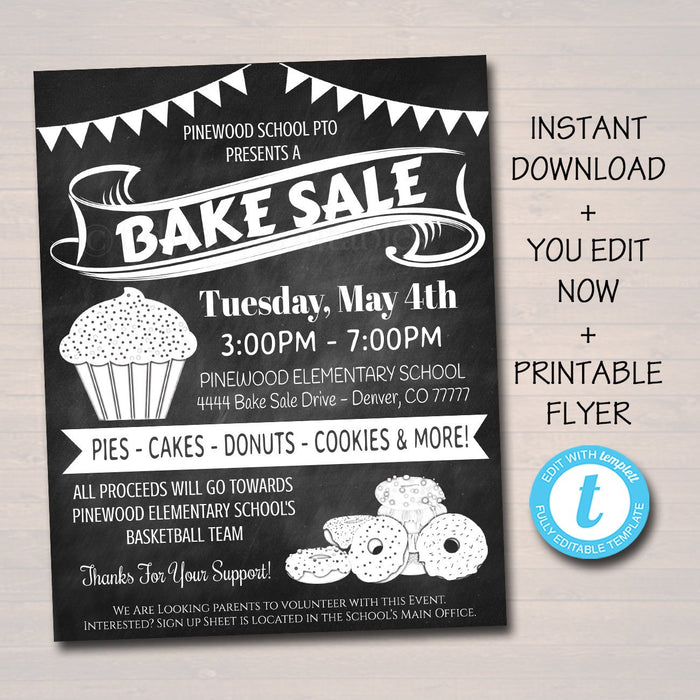 Bake Sale Event Flyer - Printable Teamplate