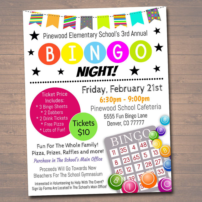 Bingo Night Event Flyer - DIY Editable Template