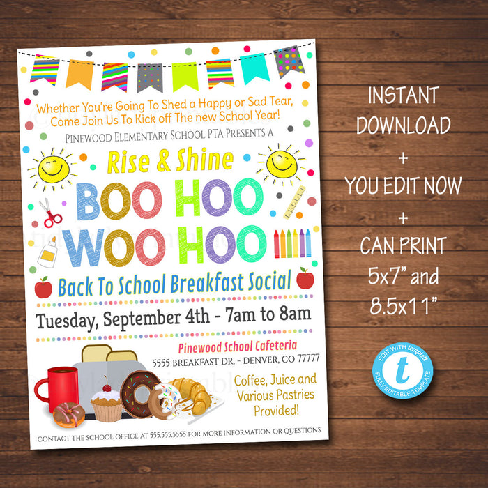 Boo Hoo Woo Hoo Yahoo Breakfast Event Social Printable Template