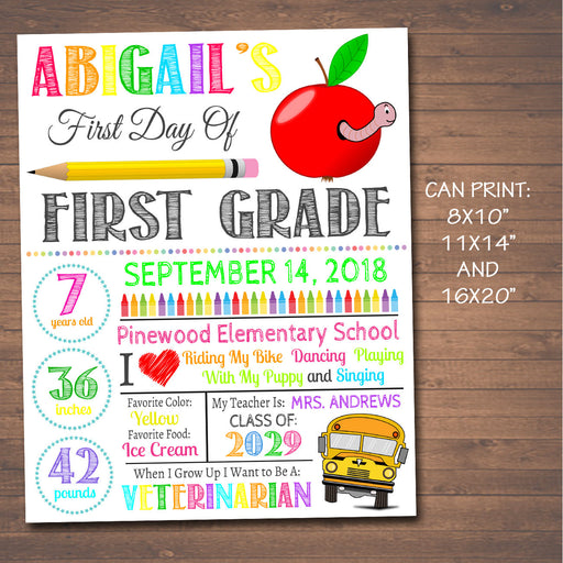 EDITABLE Back to School Photo Prop Back to School White Background Poster Personalized School About Me Sign Any Grade Sign 1st Day of School