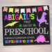 EDITABLE GIRL Back to School Photo Prop, Back to School Chalkboard Poster, Dinosaur Prop Chalkboard Sign, Any Grade Sign 1st Day of School