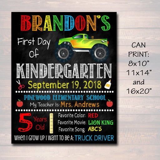 EDITABLE Boy ANY Year Resuable Back to School Photo Prop Template, Chalkboard Poster, Editable Truck Printable Sign, First 1st Day of School