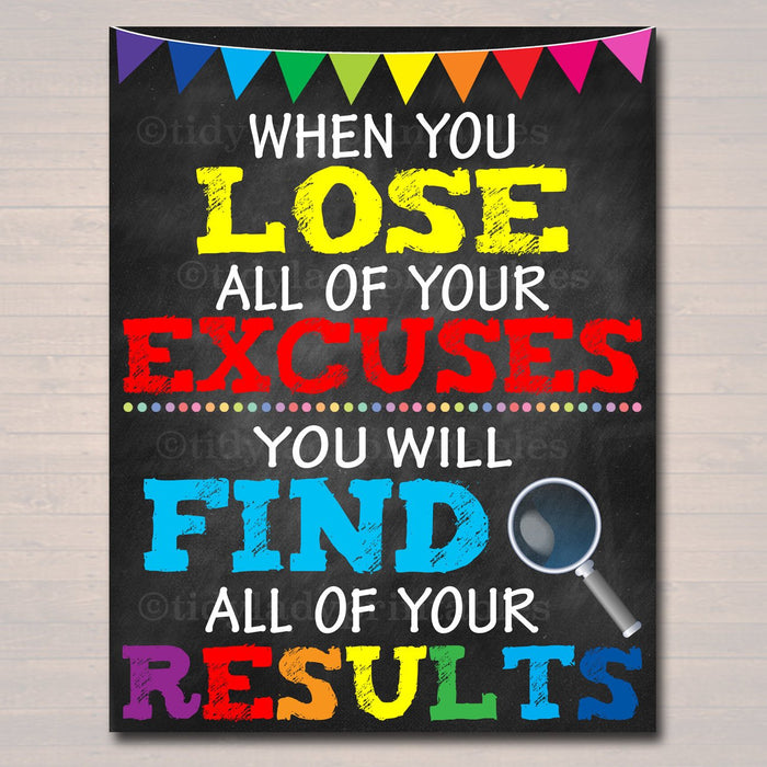 Counselor Office Decor, Classroom Decor, High School Classroom Poster Lose Excuses Find Results Motivational Teen Psychologist, Principal