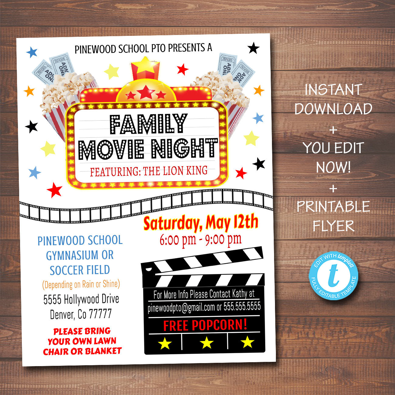 Family Movie Night Event Flyer | TidyLady Printables family-movie-night-event-flyer-tidylady-printables