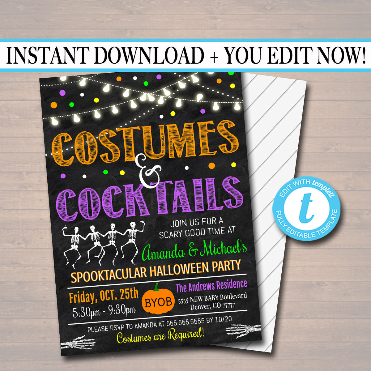 Halloween Costumes and Cocktails Party Invite — TidyLady Printables