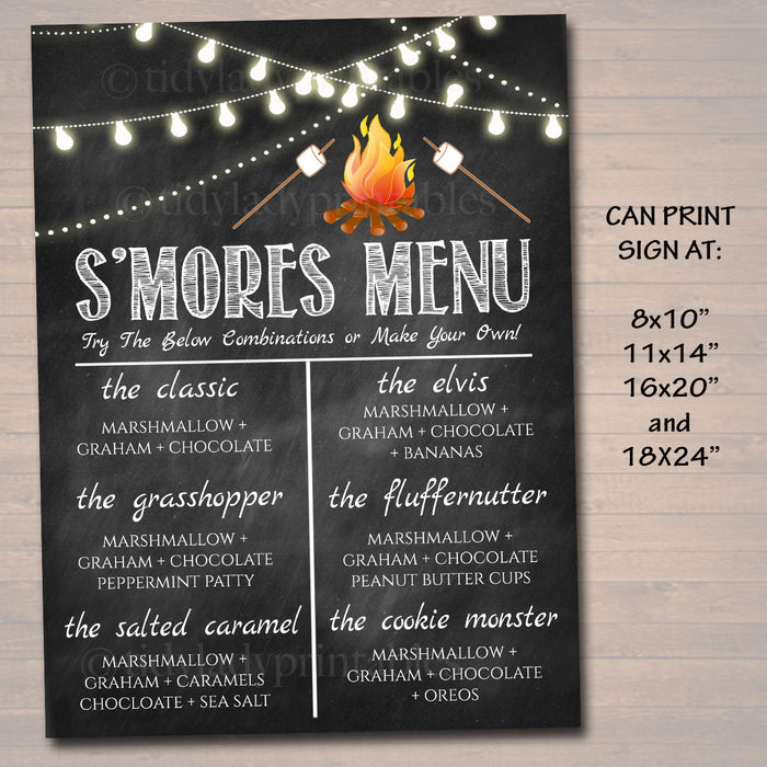 S'mores Menu & Party Food Tent Labels, Fall Harvest Bonfire Invitation, Fall Festival Pumpkin Printable Invite Wedding Decoration