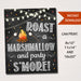 PRINTABLE S'mores Party Sign, Fall Harvest Bonfire Invitation Fall Festival Pumpkin, Wedding Decoration Roast a Marshmallow and Party S'more