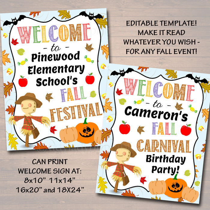 Fall Festival Fall Harvest Flyer/Poster Printable Halloween Signs, Community Carnival Stations, Church School Halloween Party Event