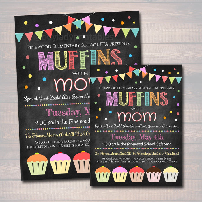 Muffins With Mom Event Invite & Flyer Printable Template