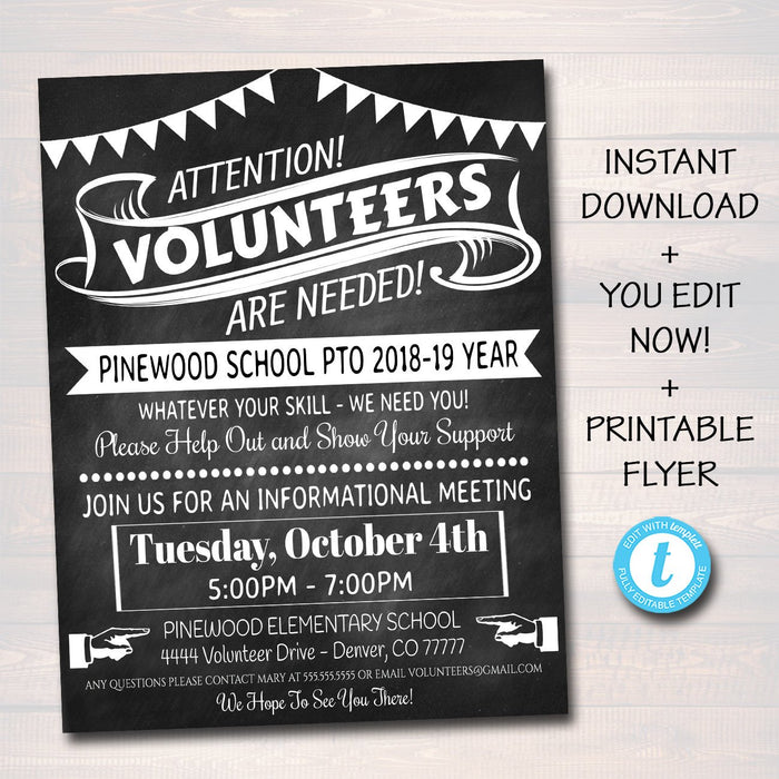 Volunteer Recruitment Flyer Printable Handout Template