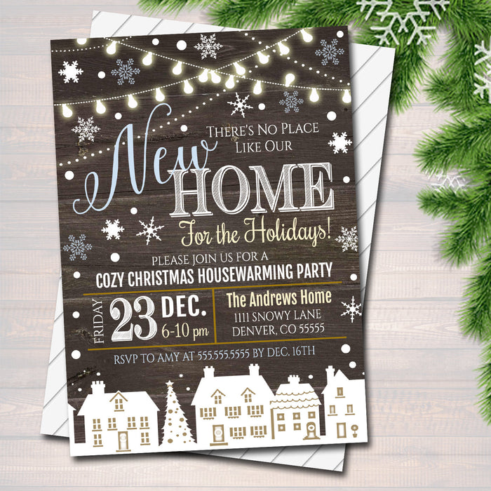 Holiday Housewarming Xmas Invitation, Christmas Party Invite, Holiday Cocktail Party  Plaid Invitation,