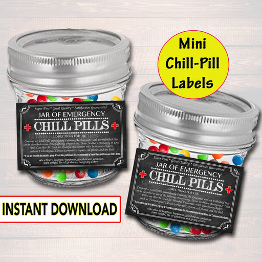 Mini Chill Pills Label, Chalkboard Label Gag Gift Professional Office, Christmas Gift, Birthday Gift, Boss Gift, Cowork Gift Printable Label