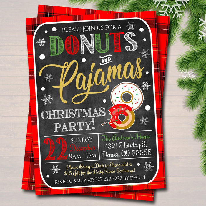 donuts-and-pajamas-christmas-party-invite-tidylady-printables for Free Printable Christmas Pajama Party Invitations Donuts and Pajamas Christmas Party Invite — TidyLady Printables for Free Printable Christmas Pajama Party Invitations