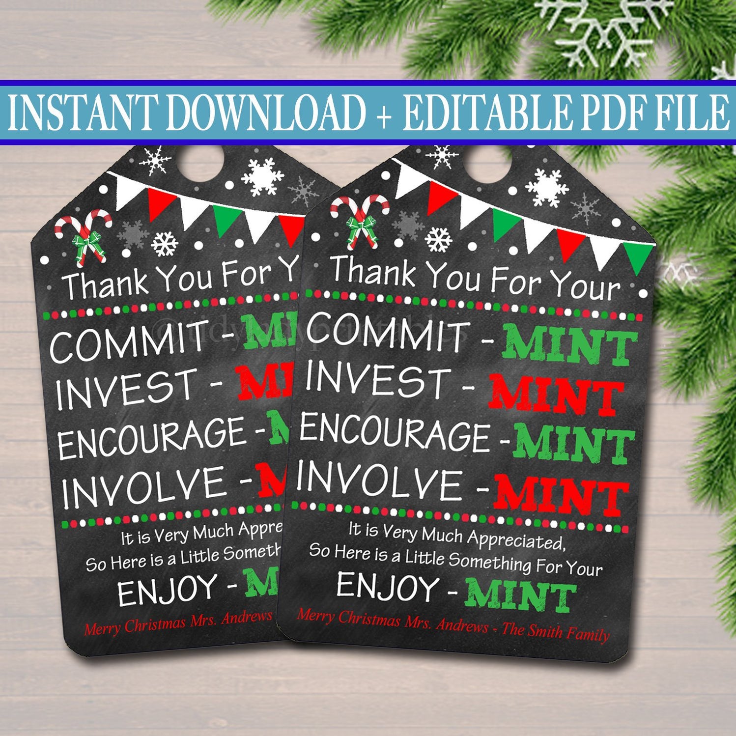 Christmas Volunteer Mint Labels | TidyLady Printables