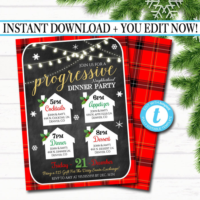 Holiday Progressive Dinner Party Invitation — TidyLady Printables holiday-progressive-dinner-party-invitation-tidylady-printables