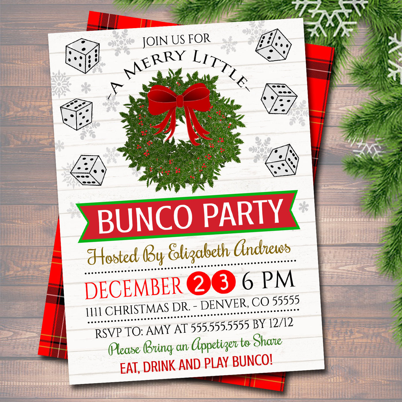 Christmas Bunco Invite | TidyLady Printables