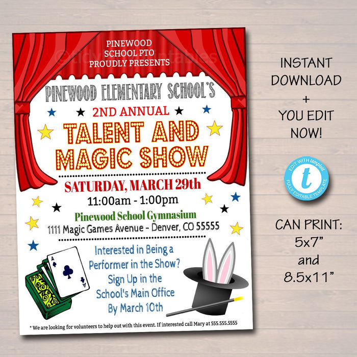 Talent & Magic Show Show Flyer - DIY Editable Template
