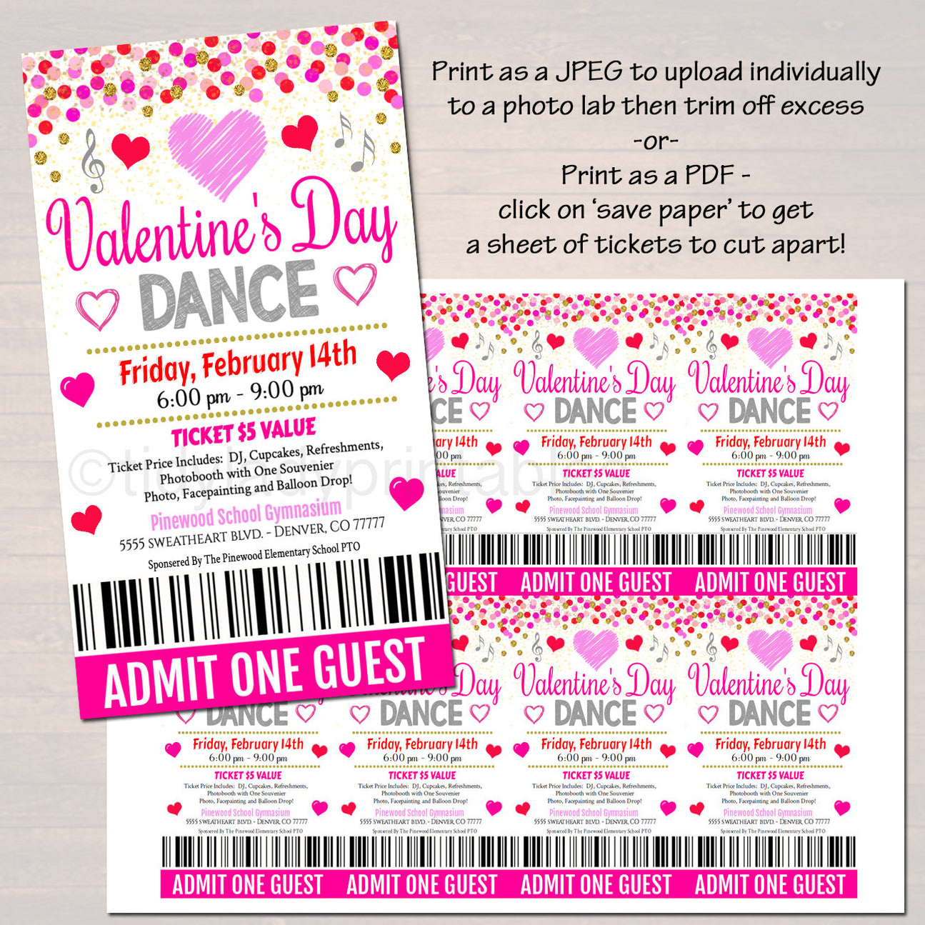 Valentine's Day Dance Set School Dance Flyer Party Invite, Church Comm 