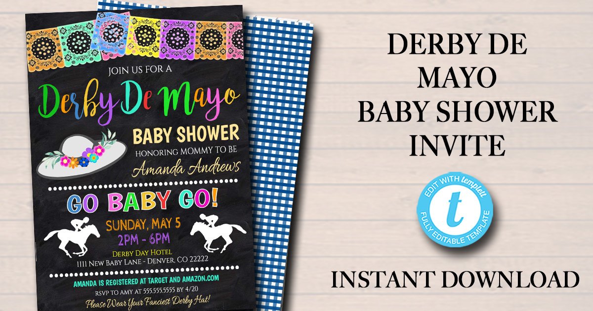 Editable Cinco De Derby Fiesta Nacho Average Baby Shower Invitation Chalkboard Printable Baby Sprinkle Couples Party Invite INSTANT DOWNLOAD