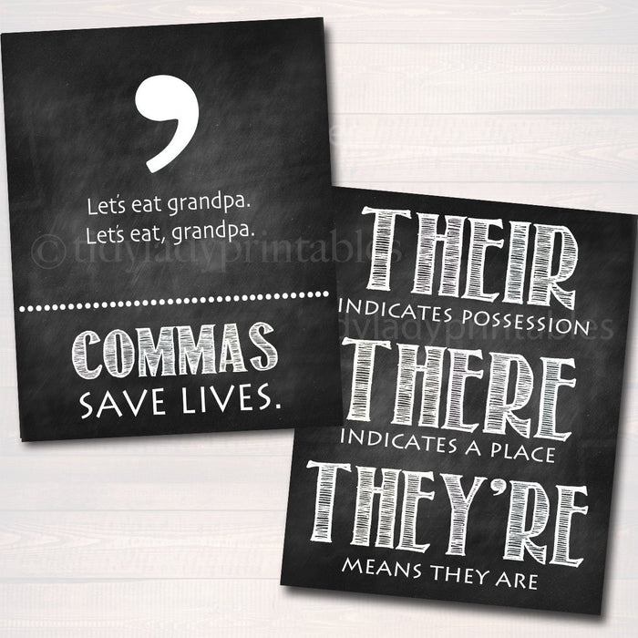 Set of 8 English Grammar Punctuation Posters