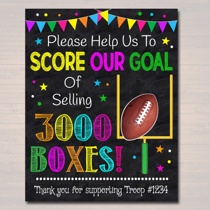 Cookie Booth Fundraiser Goal Poster, Cookie Booth Sign,  School Team Football Goal, Scout Printable, Cookie Banner