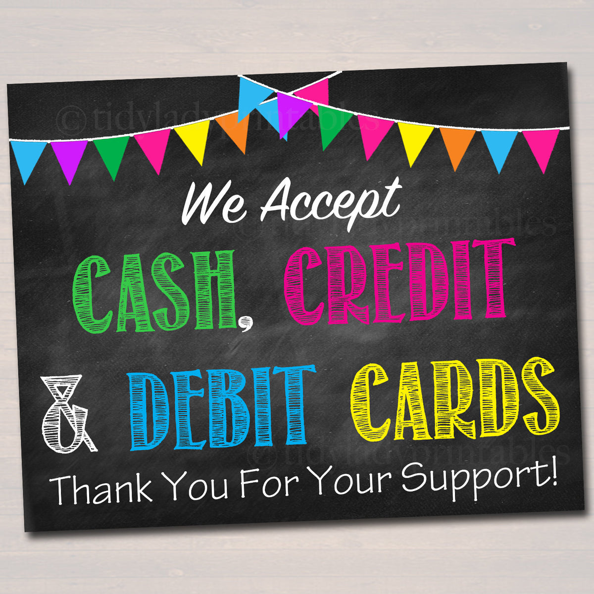 Printable Credit Card Sign, Fundraising Booth, Bake Sale, Cookie Booth 