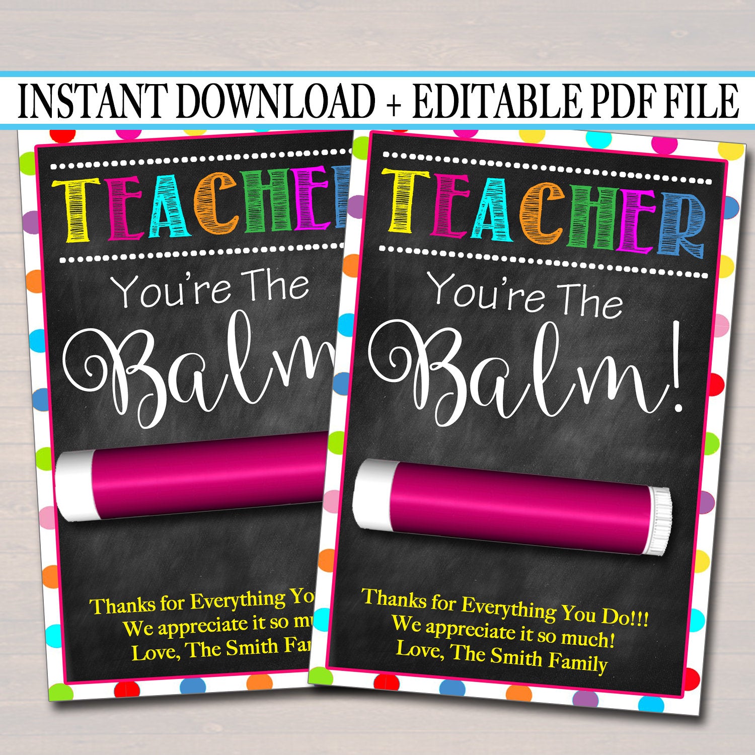 end-of-school-year-teacher-appreciation-printable-gift-tag-tidylady-printables for You Re The Balm Printable Free End of School Year Teacher Appreciation Printable Gift Tag — TidyLady Printables for You Re The Balm Printable Free