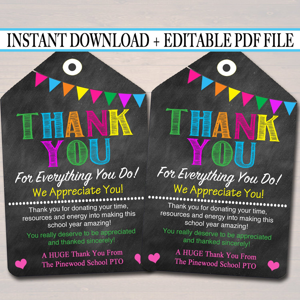 Thank You Teacher & Staff Appreciation Printable Tag — TidyLady Printables