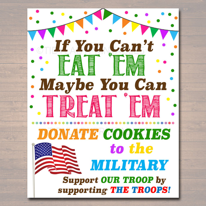 Cookie Booth Sign Set, Accept Payments, Fundraising Booth, Stop Cookies, Donate Troops Printable