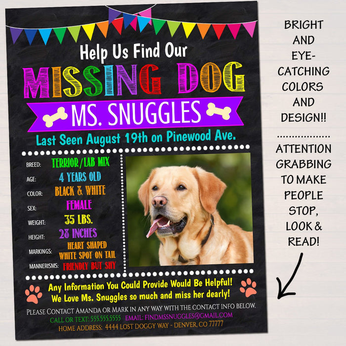 Missing Dog Flyer and Poster Template - Editable Template — TidyLady Printables missing-dog-flyer-and-poster-template-editable-template-tidylady-printables