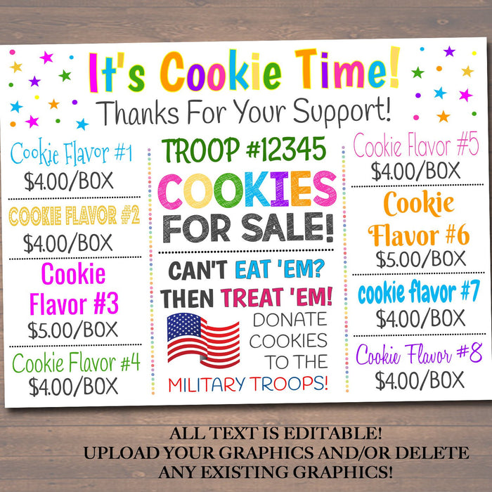 Cookie Booth Sign,  File, Troop Leader, Cookie Banner, Bake Sale Sign,  Fundraiser Printables