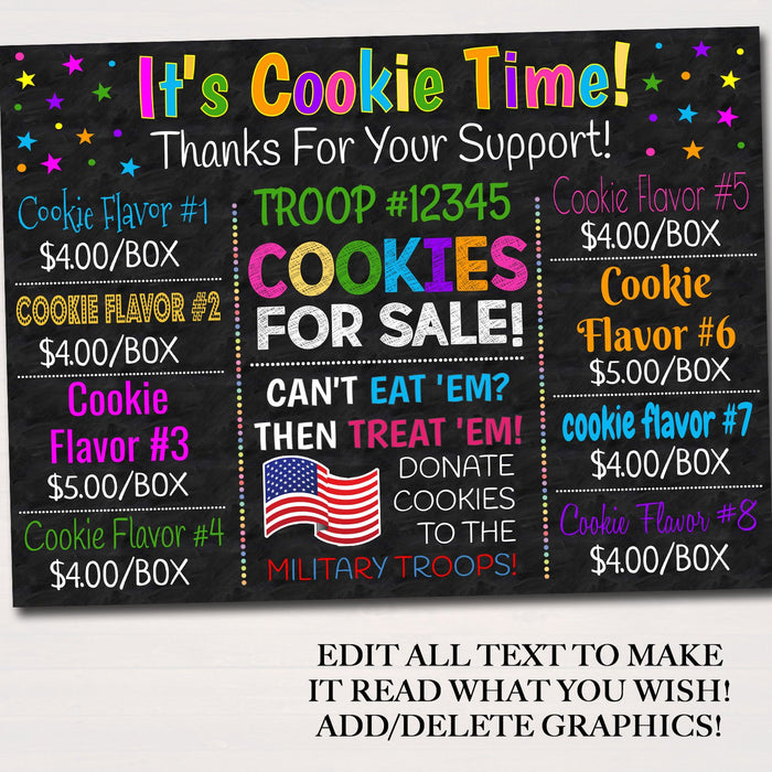 Cookie Booth Sign,  File, Troop Leader, Cookie Banner, Bake Sale Sign,  Fundraiser Printables