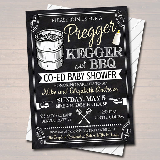 EDITABLE Pregger Kegger Invite, A Diapers and Beer Couples Shower, Baby Keg Bbq Invite Baby Sprinkle Chalkboard Invitation, INSTANT DOWNLOAD