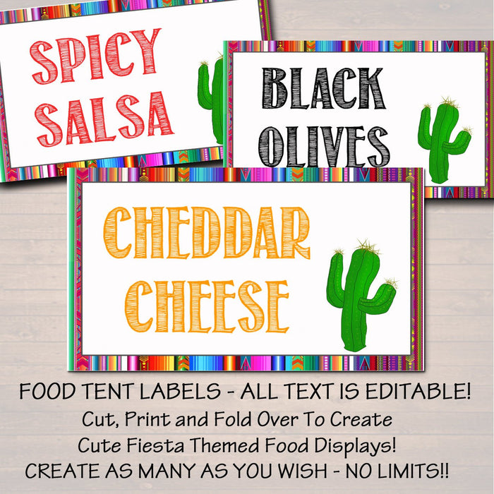 Fiesta Signs, Printable Mexican Theme Party Decor, Graduation, Baby Bridal Shower, Cinco de Mayo, Taco Nacho Bar