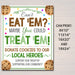 Cookie Booth Sign If You Can't Eat 'Em Treat 'Em, Donate Cookies to Heroes, Police Firefighter Printable Cookie Drop Banner INSTANT DOWNLOAD
