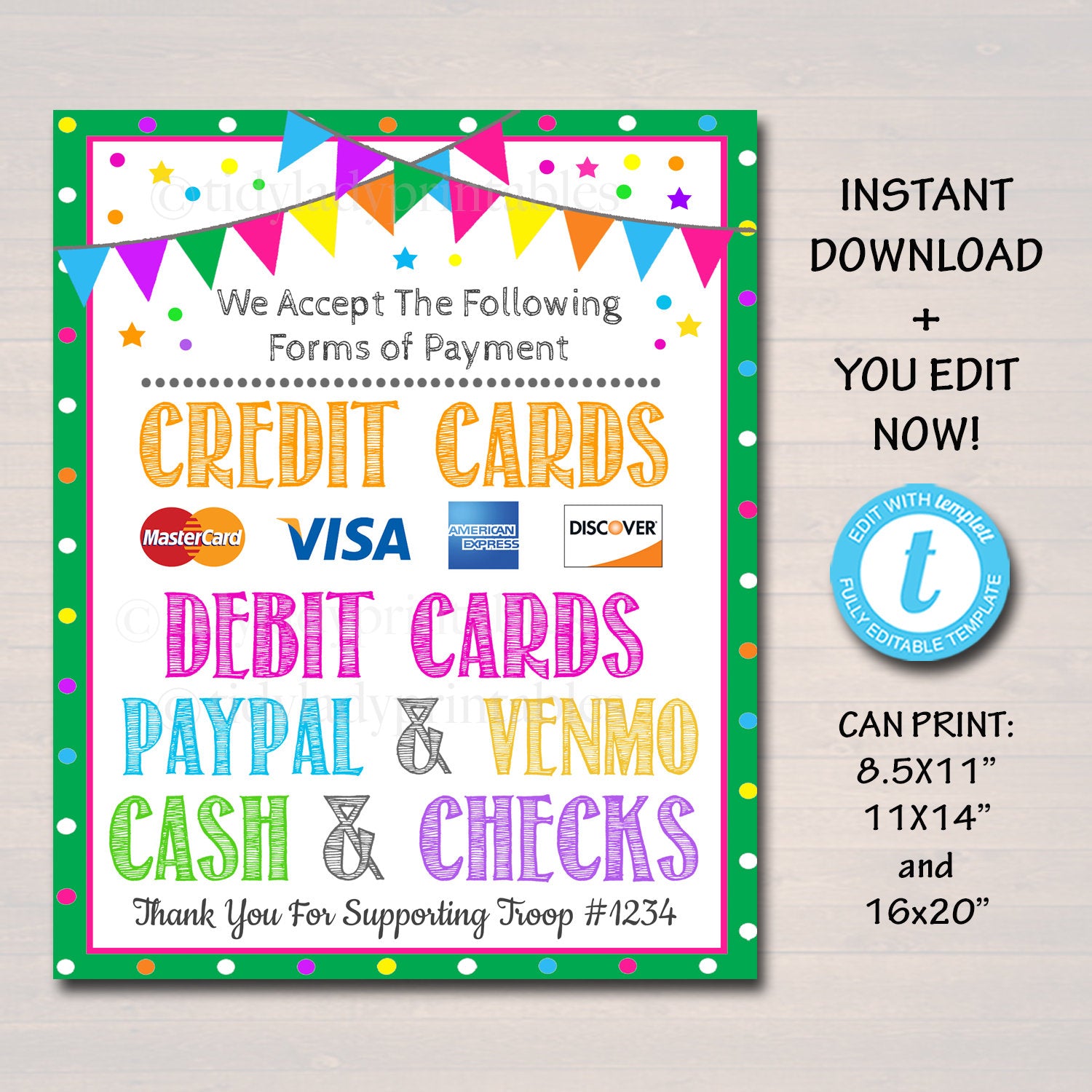 Printable Credit Cards Accepted Sign