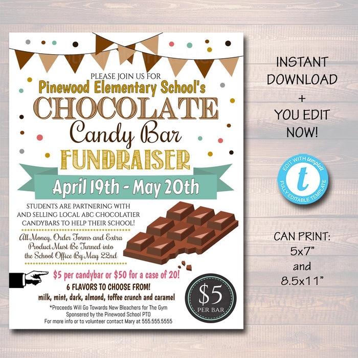Chocolate Fundraiser Event Flyer - Editable Template