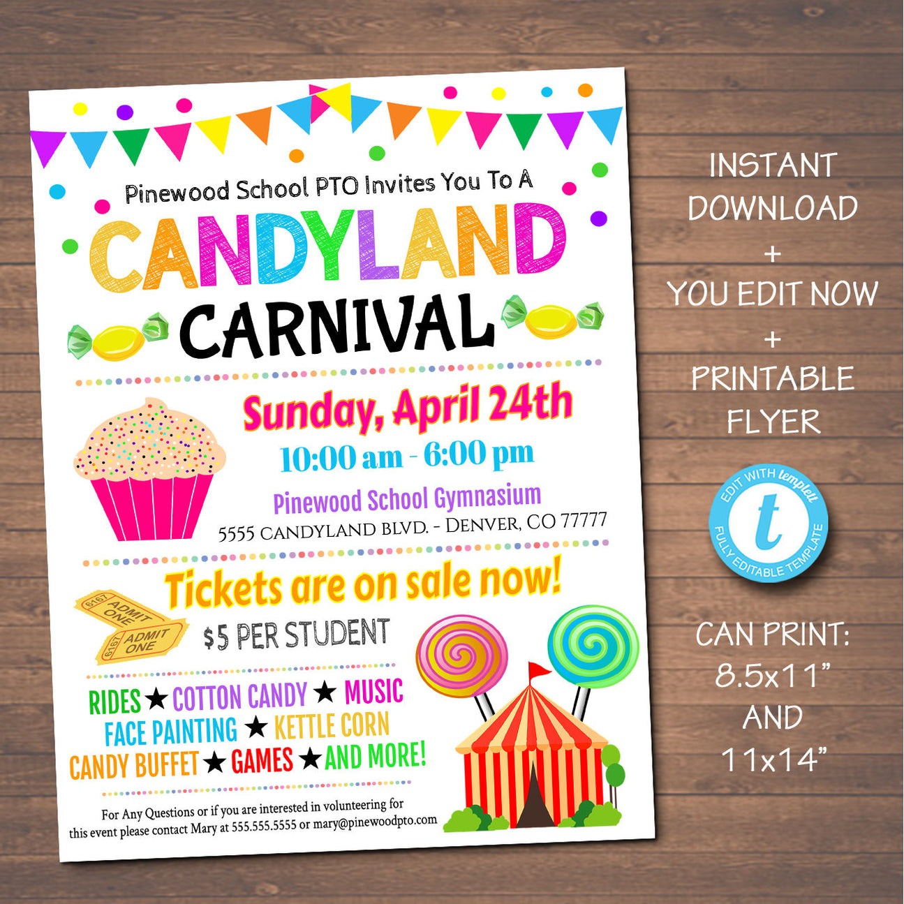 Candyland Themed School Carnival Event Flyer Printable — TidyLady ...